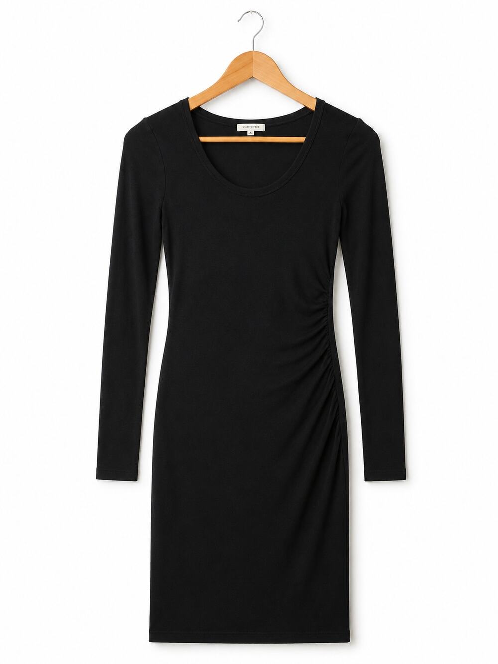 Wilfred Free Black Ruched Long Sleeve Dress Size M